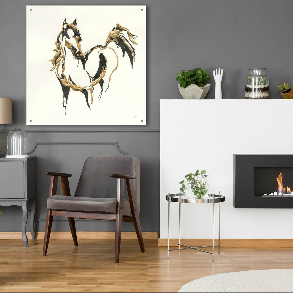 Epic Art 'Golden Horse 7'  by Chris Paschke Acrylic Glass Wall Art,36x36