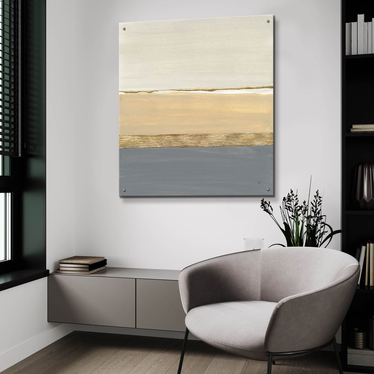 Gold Strips 1 by Chris Paschke - 36x36 acrylic wall art in a room