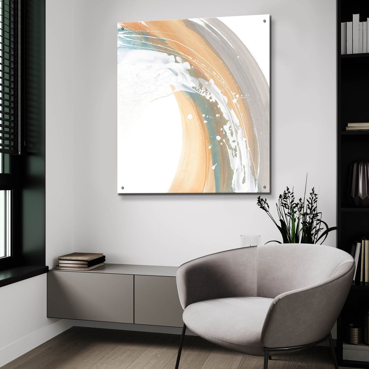 White Dots 2 by Chris Paschke - 36x36 acrylic wall art in a room