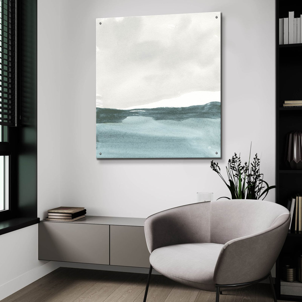 Tranquil Silver Sea 1 by Chris Paschke - 36x36 acrylic wall art in a room
