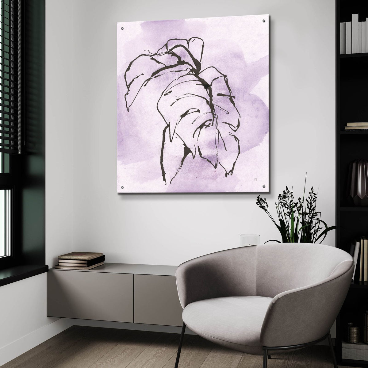 Midnight Plum Leaf 1 by Chris Paschke - 36x36 acrylic wall art in a room