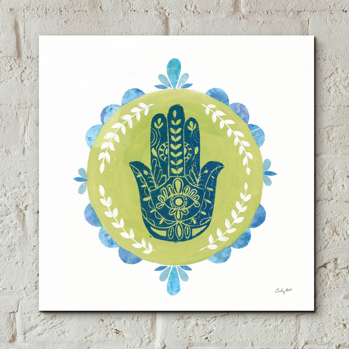 Hamsa Mandala 2 by Courtney Prahl - 12x12 acrylic wall art in a room