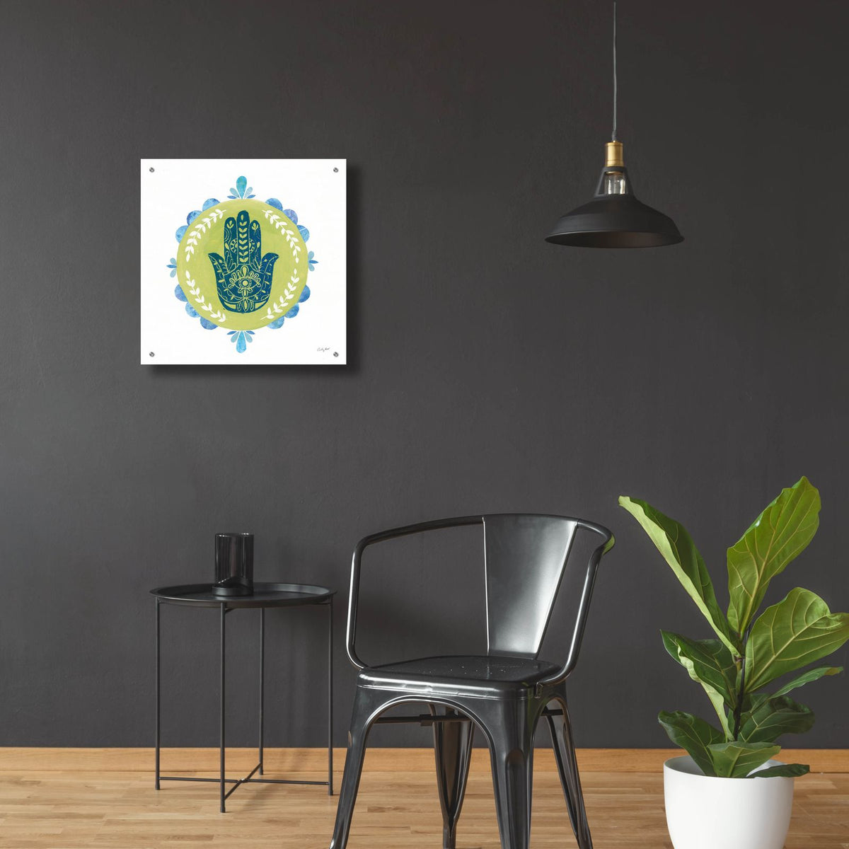 Hamsa Mandala 2 by Courtney Prahl - 24x24 acrylic wall art in a room