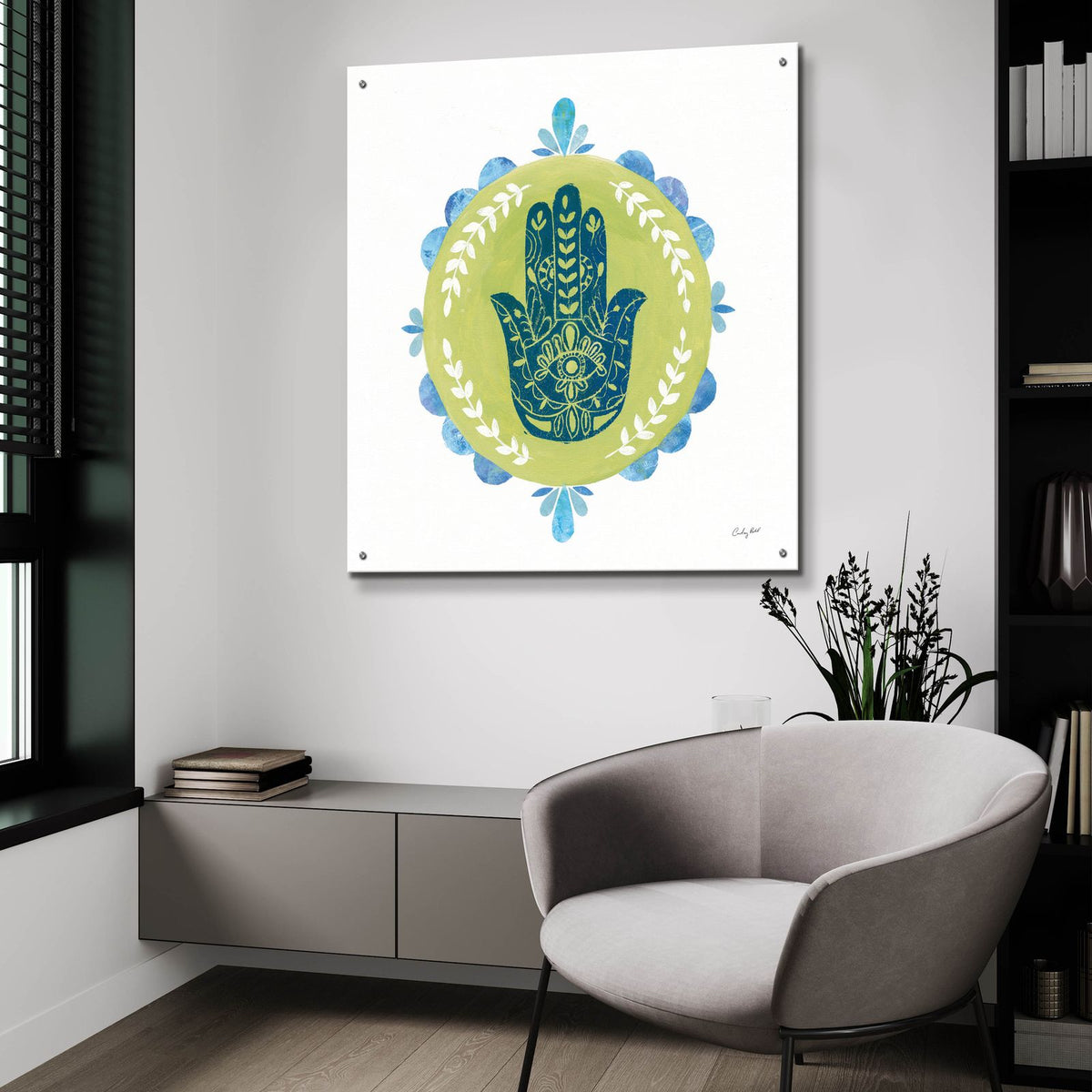 Hamsa Mandala 2 by Courtney Prahl - 36x36 acrylic wall art in a room