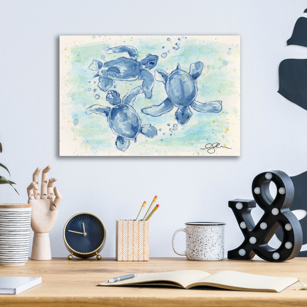Baby Sea Turtles by Anika Goodhue - 16x12 acrylic wall art in a room