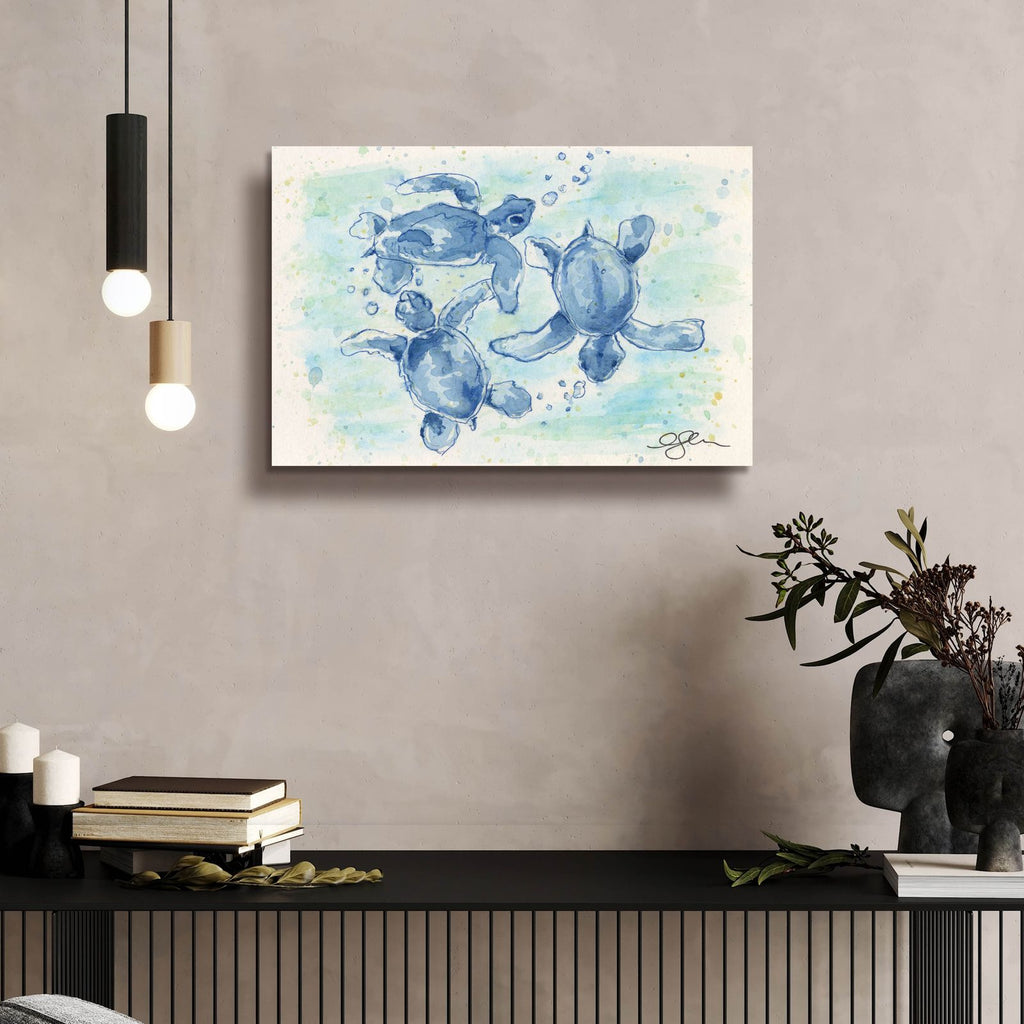 Baby Sea Turtles by Anika Goodhue - 24x16 acrylic wall art in a room