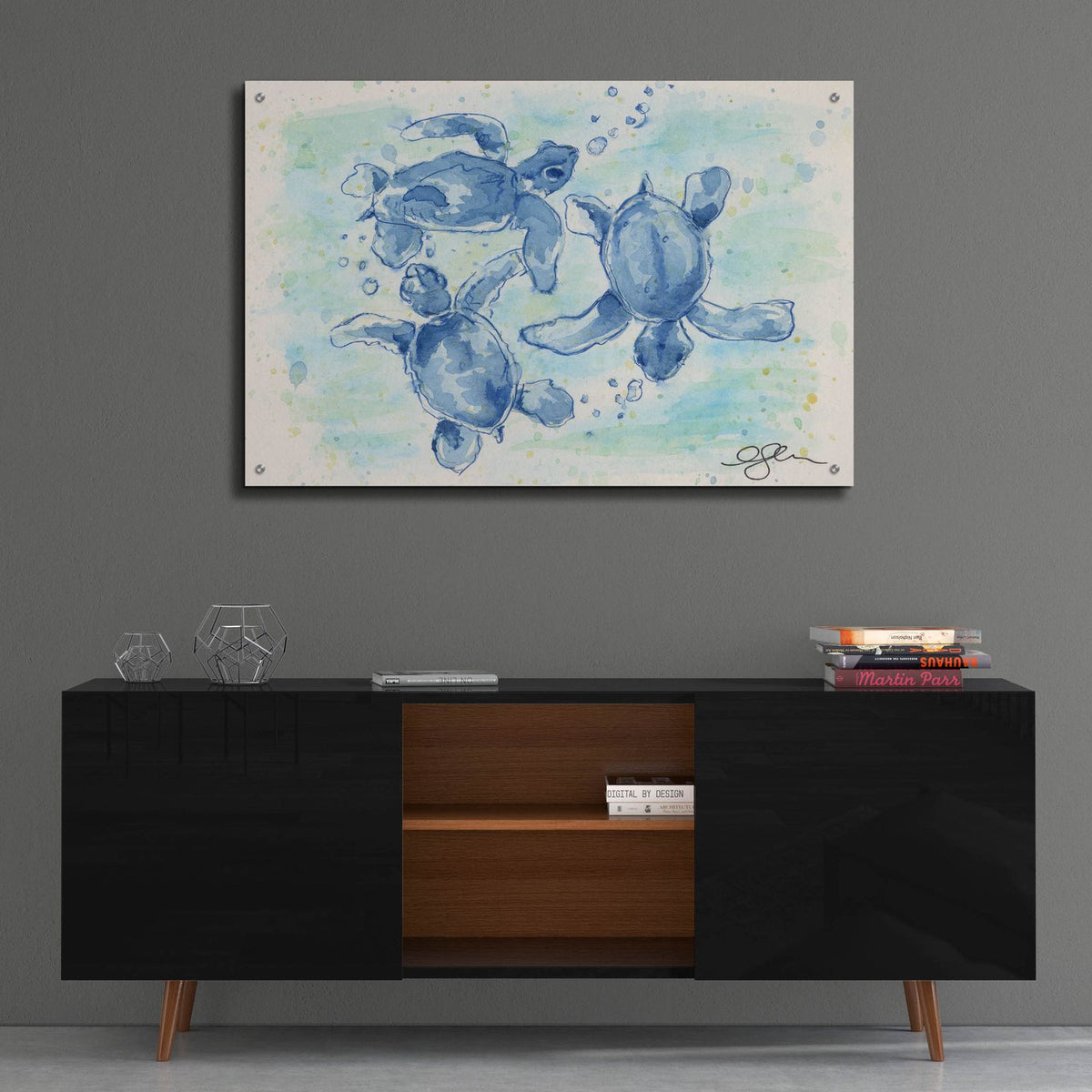 Baby Sea Turtles by Anika Goodhue - 36x24 acrylic wall art in a room