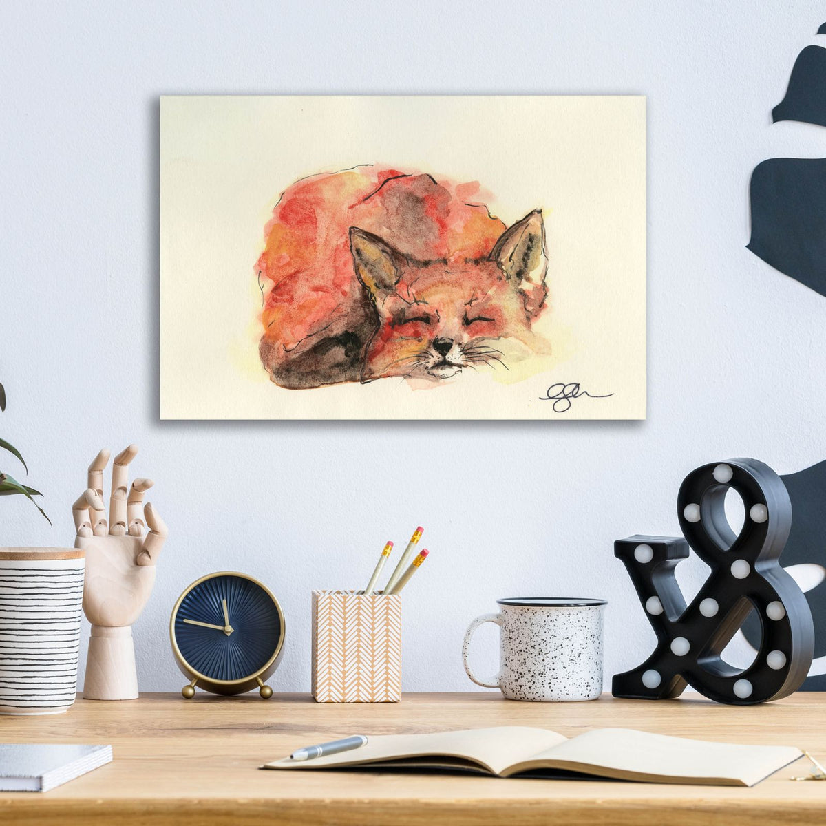 Sleeping Fox by Anika Goodhue - 16x12 acrylic wall art in a room