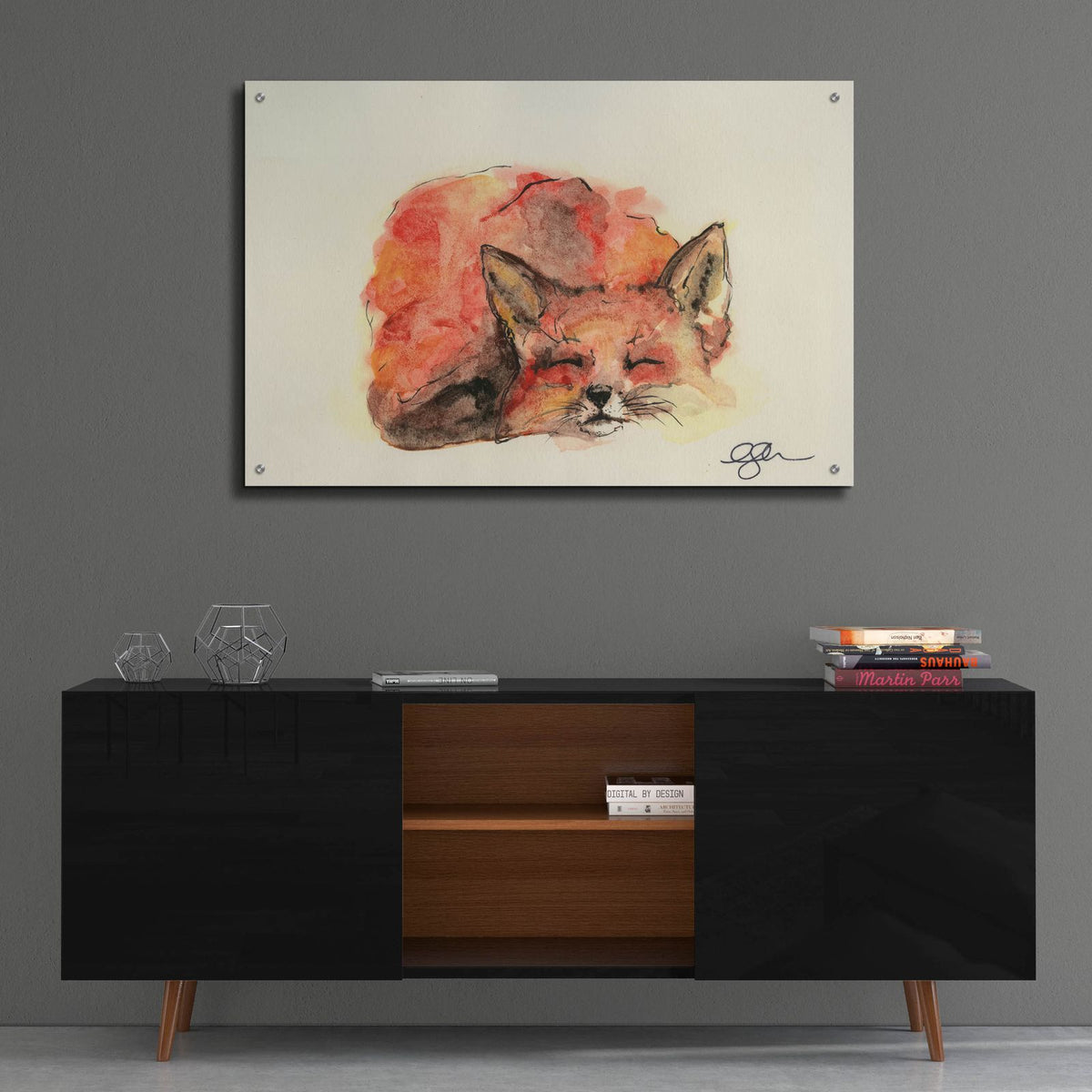 Sleeping Fox by Anika Goodhue - 36x24 acrylic wall art in a room
