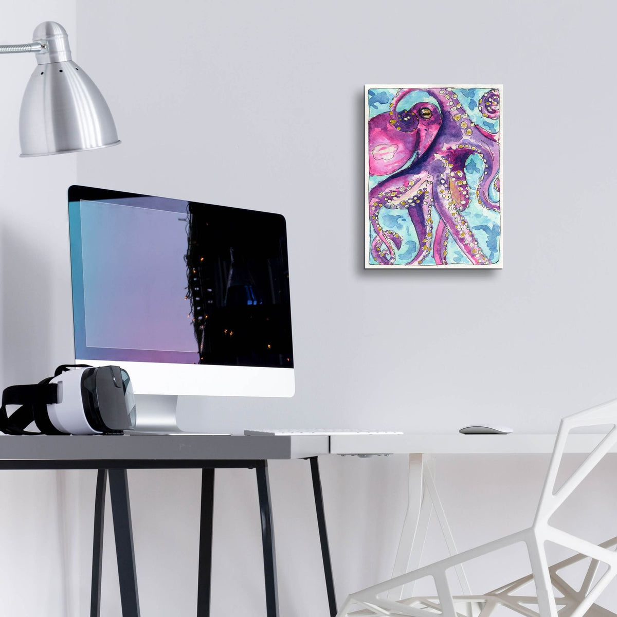 Snow Day Octopus by Anika Goodhue - 12x16 acrylic wall art in a room