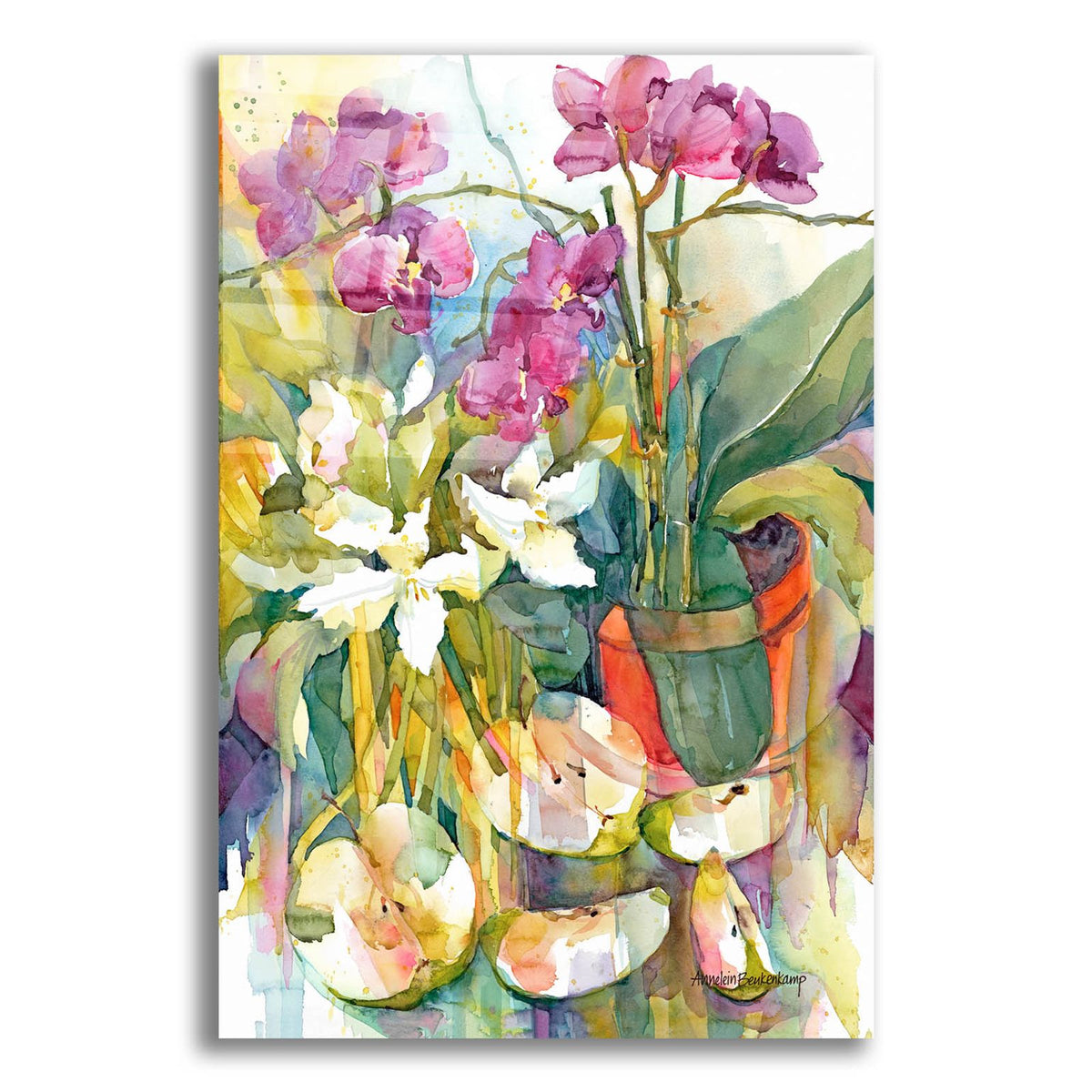 Apples & Orchids, by Annelein Beukenkamp acrylic glass wall art