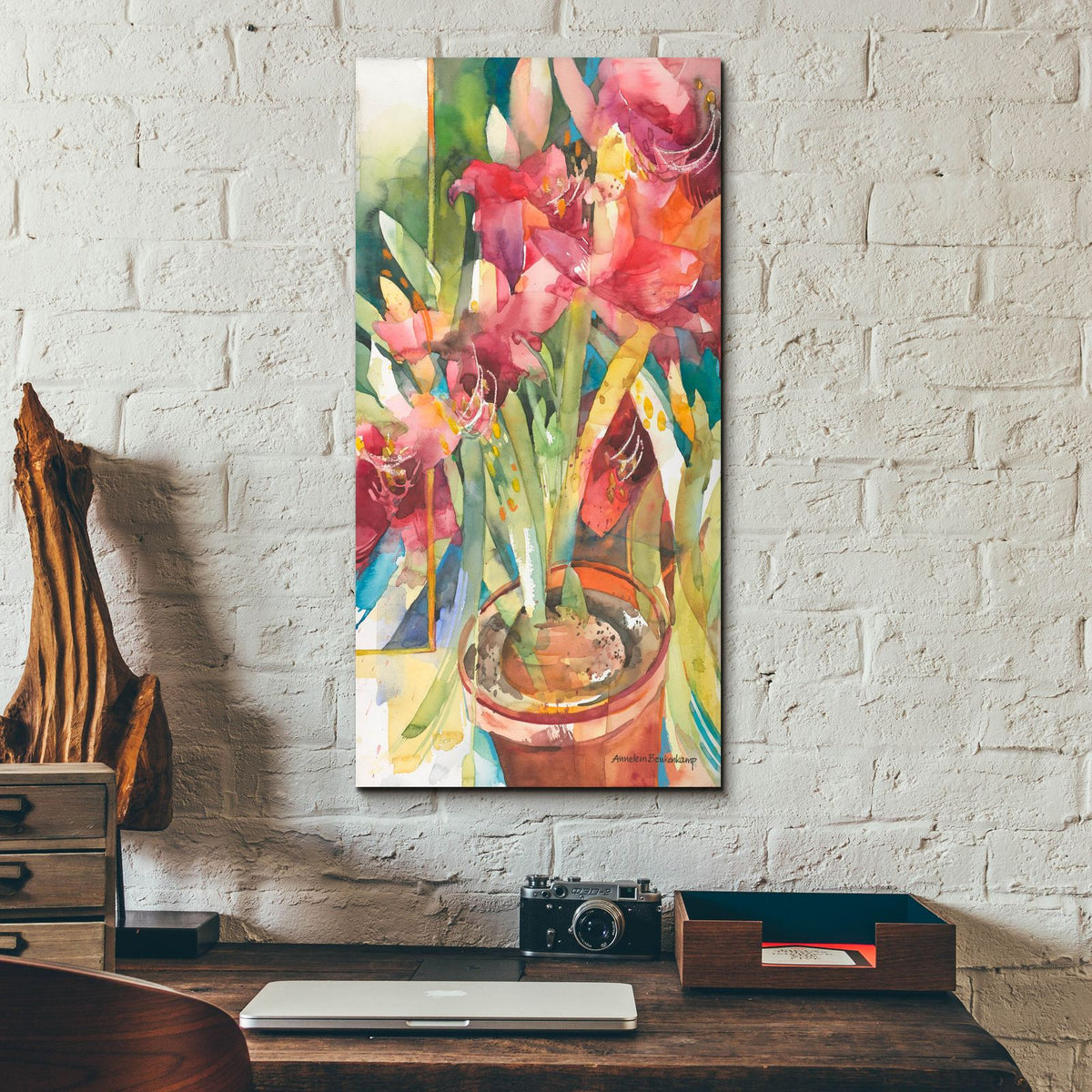Architectural Amaryllis by Annelein Beukenkamp - 12x24 acrylic wall art in a room