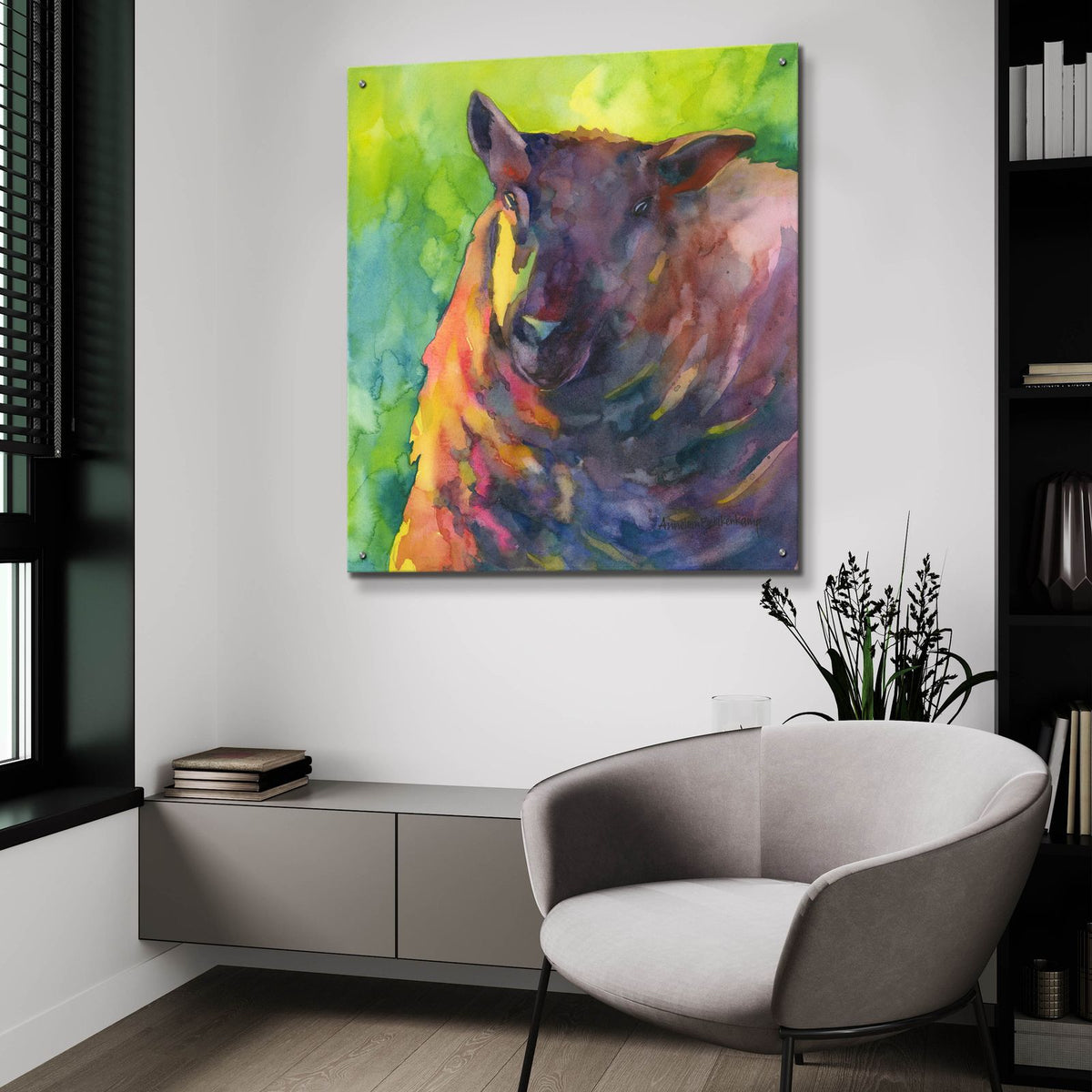 Baa Baa Black Sheep by Annelein Beukenkamp - 36x36 acrylic wall art in a room