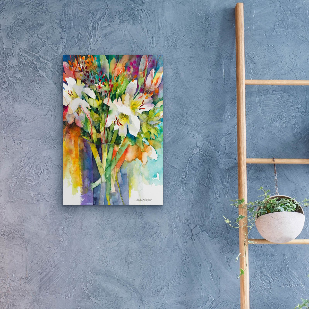 Berries Branches And Blooms by Annelein Beukenkamp - 16x24 acrylic wall art in a room