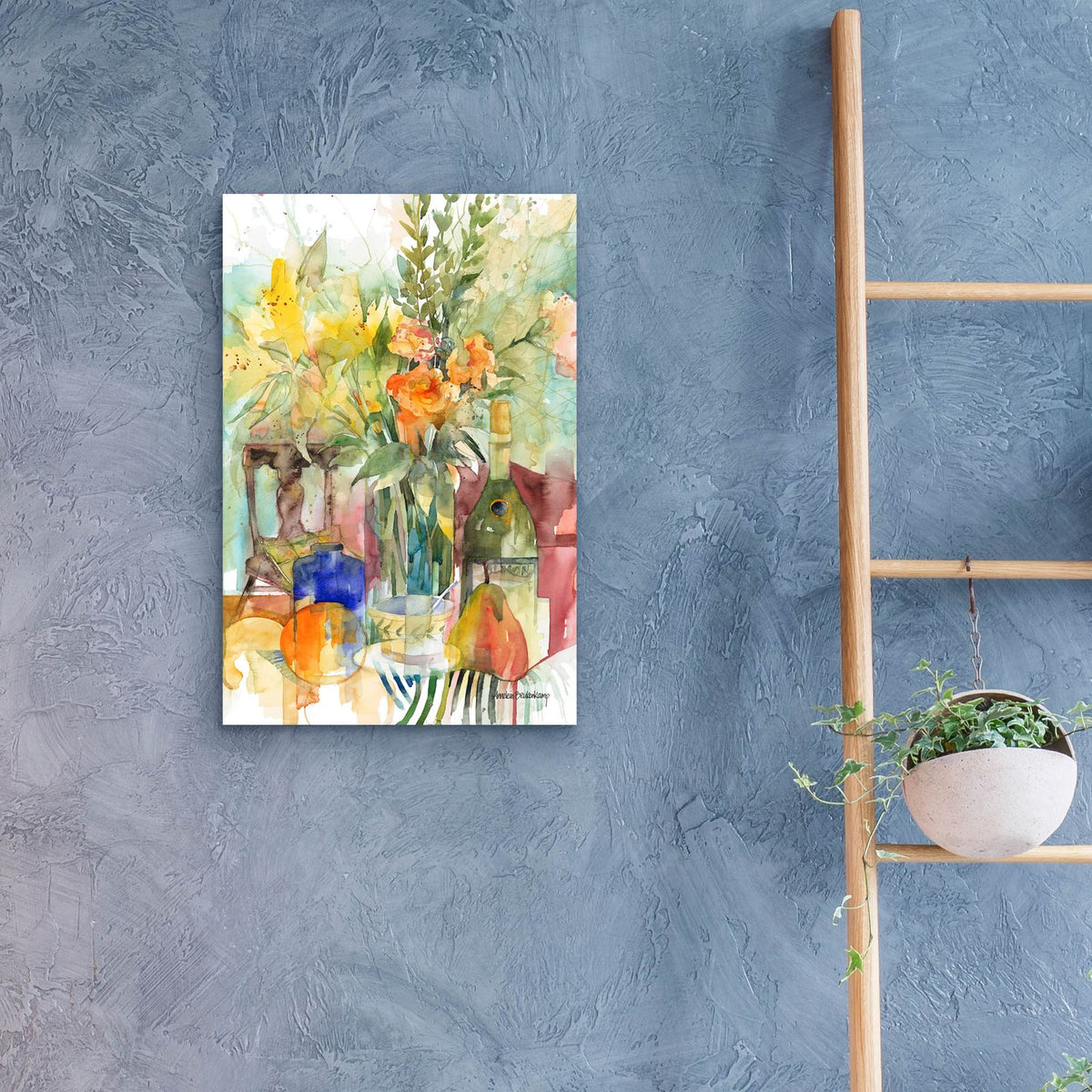 Blue Bottle by Annelein Beukenkamp - 16x24 acrylic wall art in a room