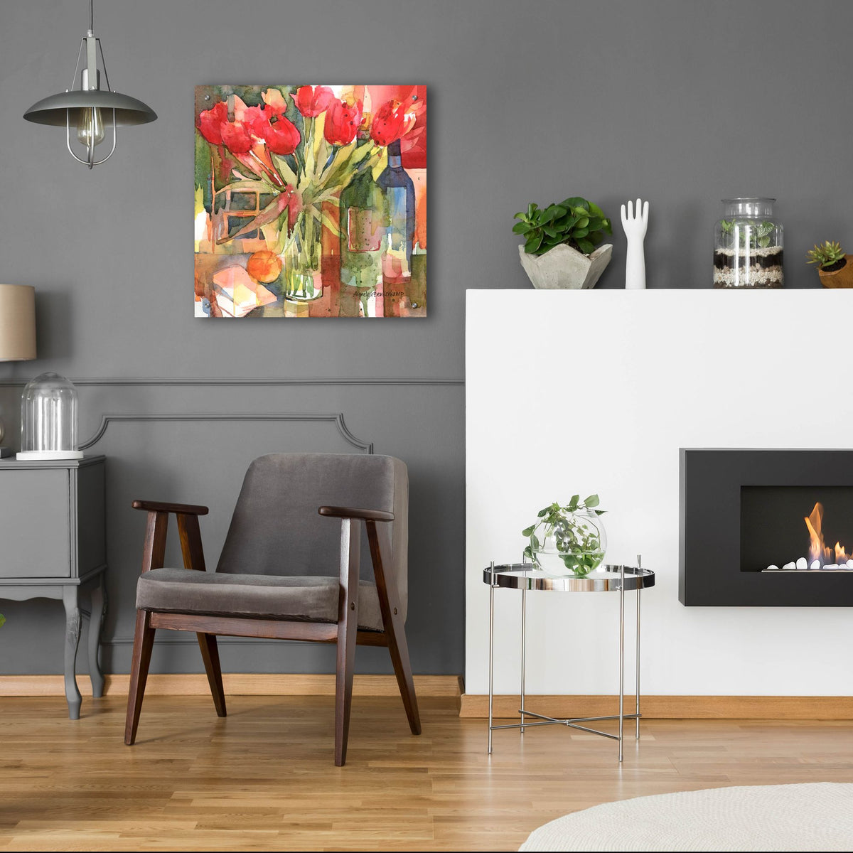 Epic Art 'Bottles & Blooms'  by Annelein Beukenkamp Acrylic Glass Wall Art,24x24