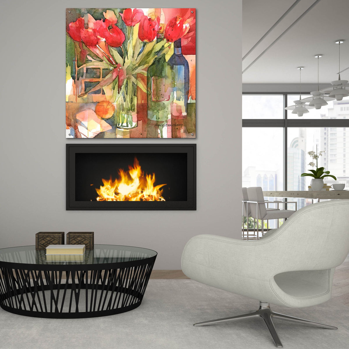 Epic Art 'Bottles & Blooms'  by Annelein Beukenkamp Acrylic Glass Wall Art,36x36