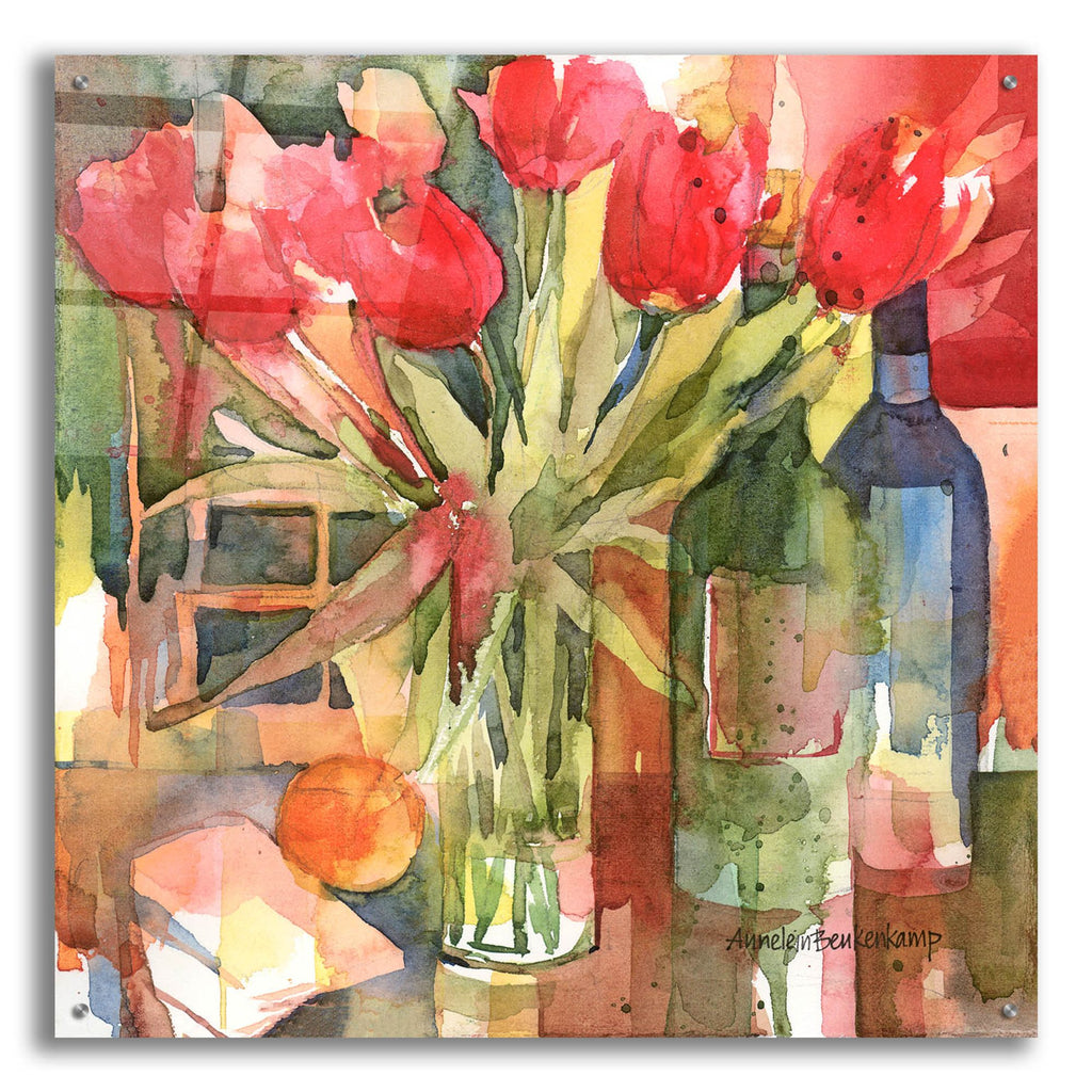 Epic Art 'Bottles & Blooms'  by Annelein Beukenkamp Acrylic Glass Wall Art,36x36