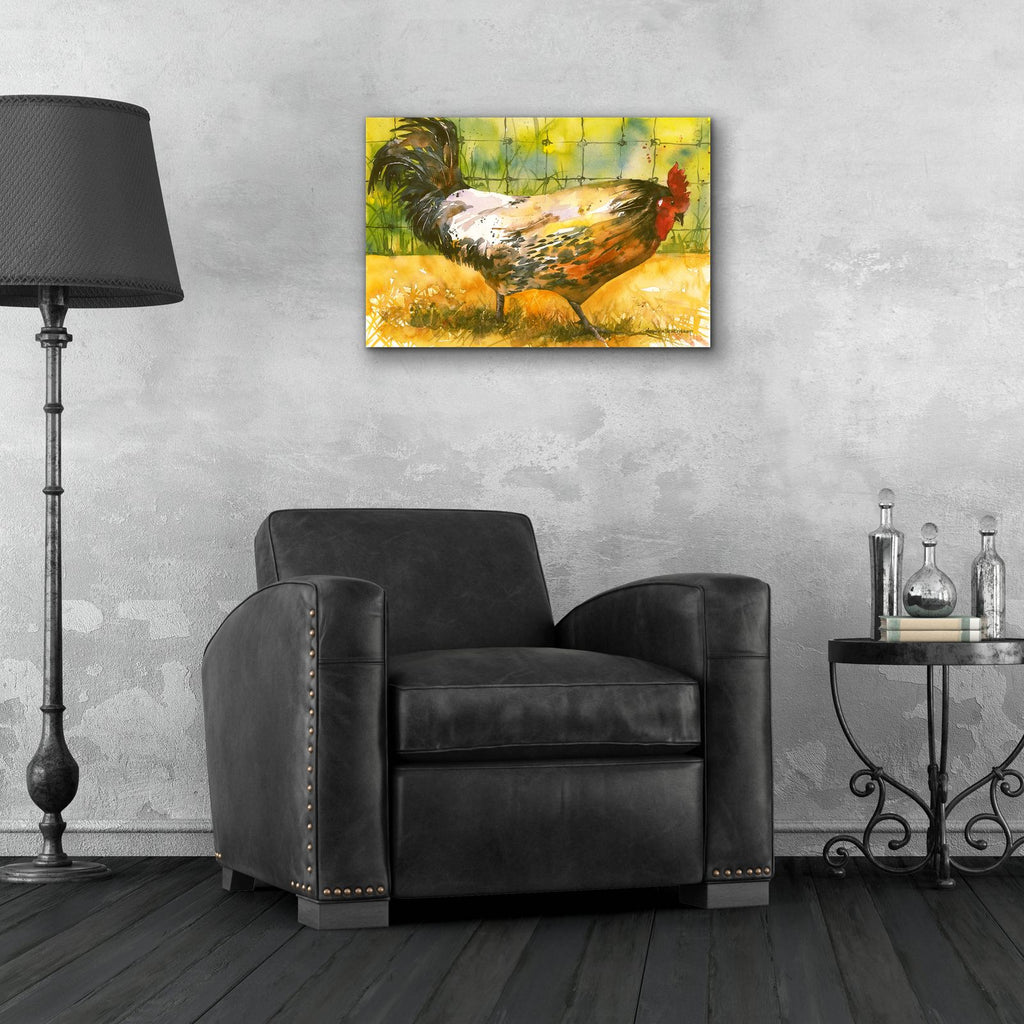 Chicken Fence by Annelein Beukenkamp - 24x16 acrylic wall art in a room