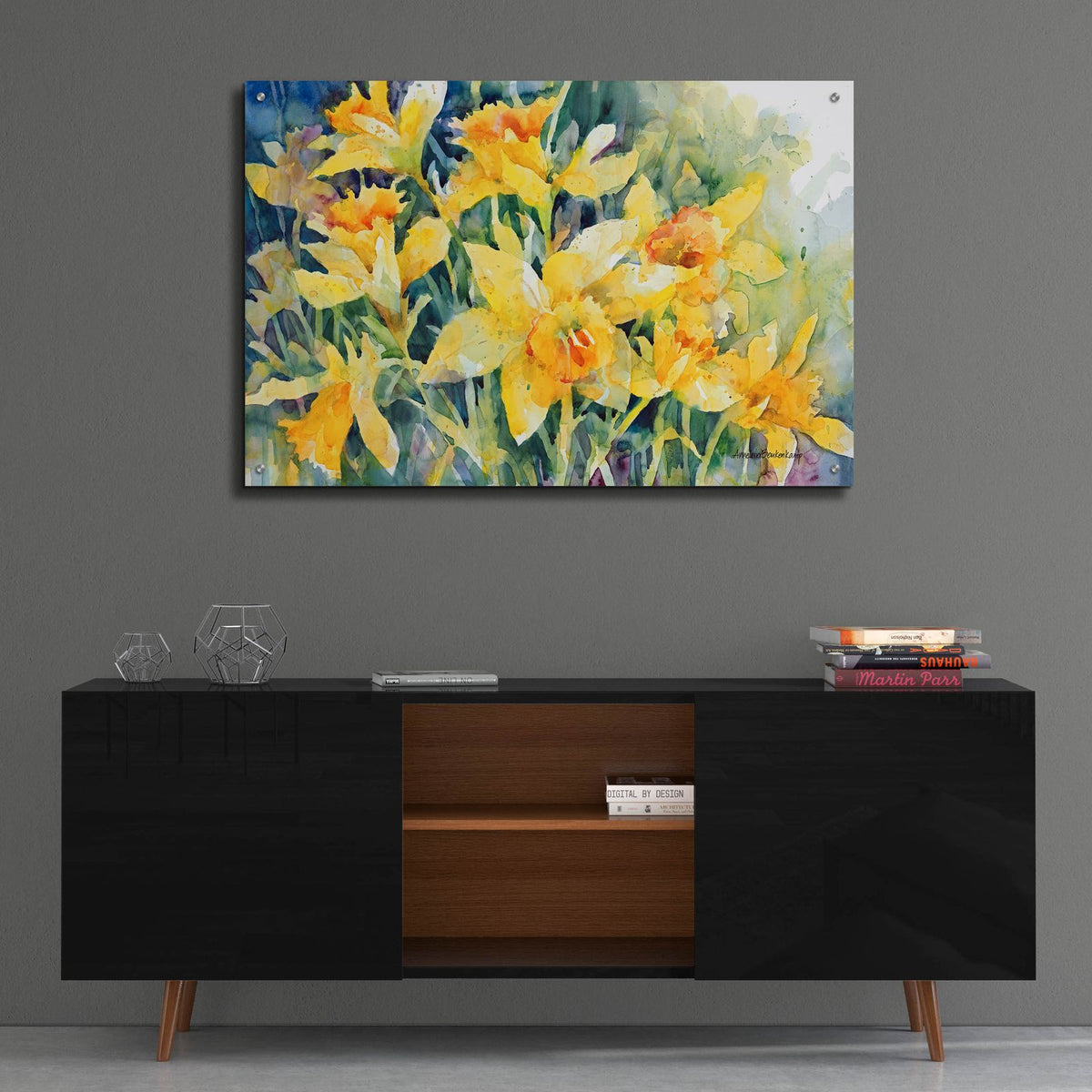 Daffodil Party by Annelein Beukenkamp - 36x24 acrylic wall art in a room