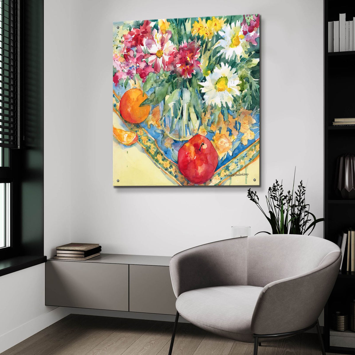 Floral Tableau by Annelein Beukenkamp - 36x36 acrylic wall art in a room