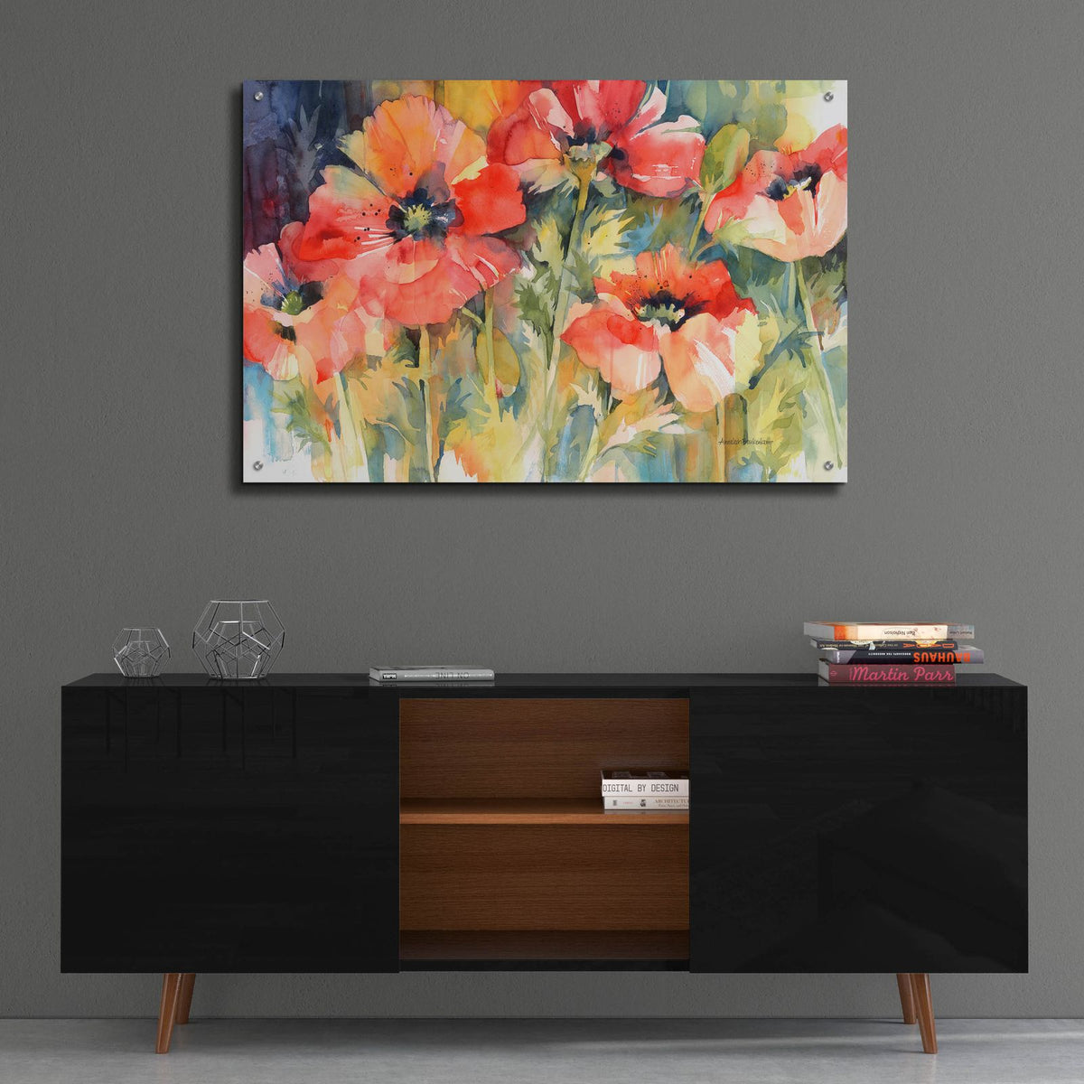 Garden Fireworks by Annelein Beukenkamp - 36x24 acrylic wall art in a room