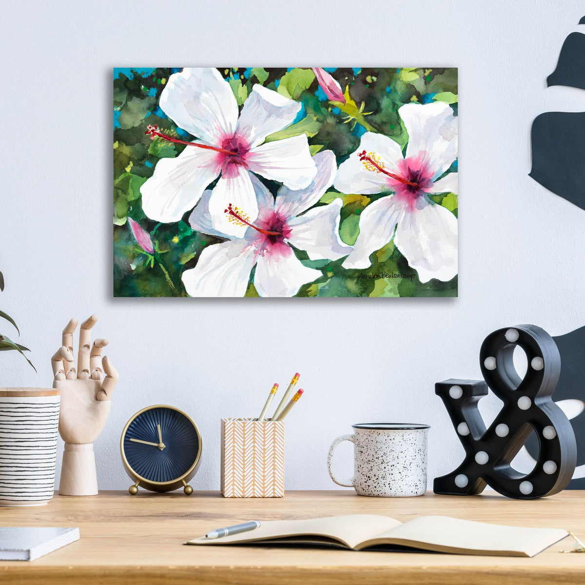 Hibiscus Hypnosis by Annelein Beukenkamp - 16x12 acrylic wall art in a room