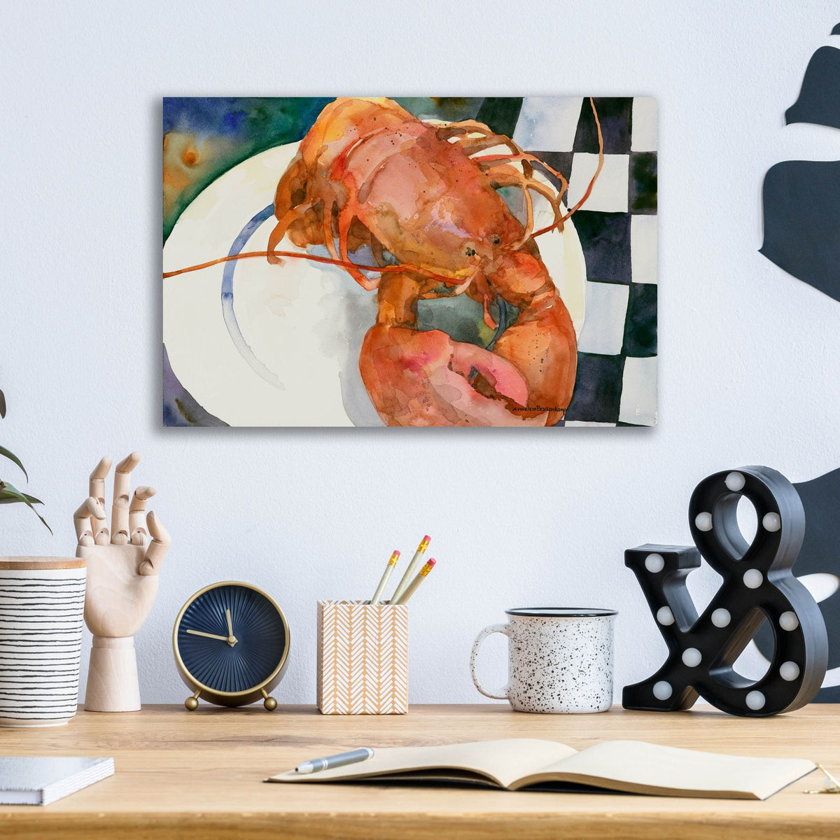Lobster by Annelein Beukenkamp - 16x12 acrylic wall art in a room