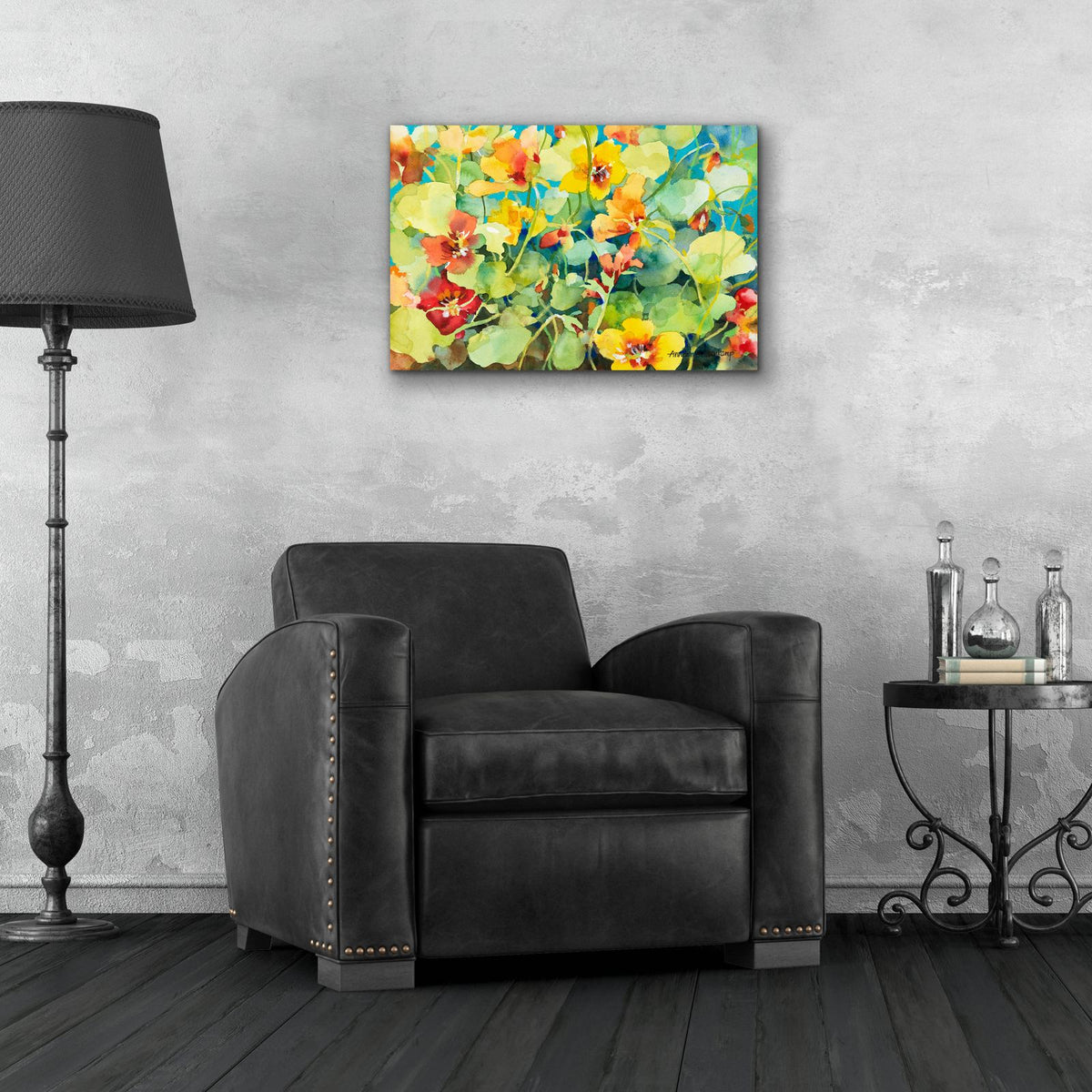 Nasturtium Nest by Annelein Beukenkamp - 24x16 acrylic wall art in a room