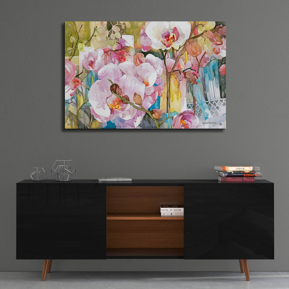 Orchid Oasis by Annelein Beukenkamp - 36x24 acrylic wall art in a room