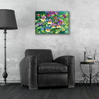 Pansies Primping by Annelein Beukenkamp - 24x16 acrylic wall art in a room