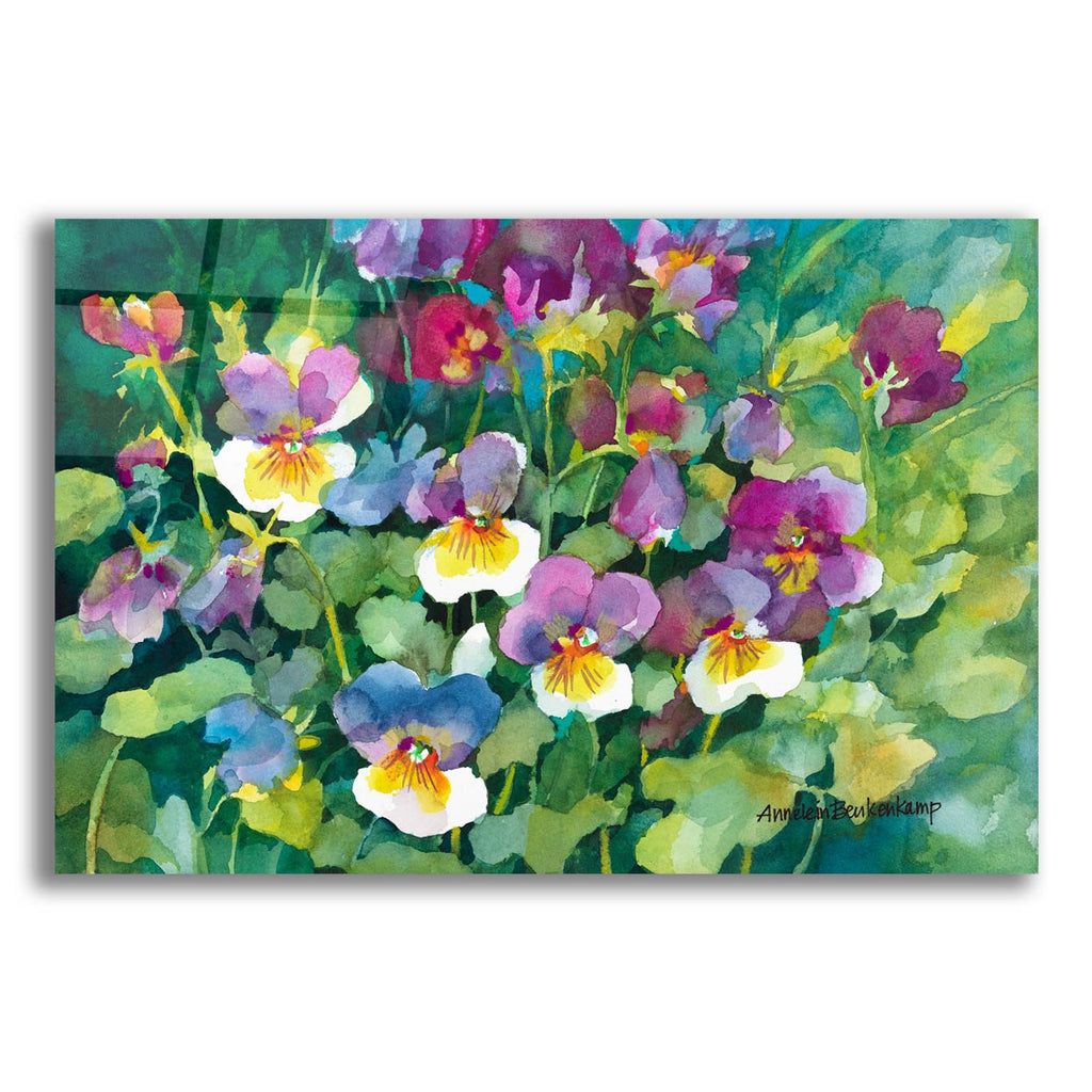 Pansies Primping by Annelein Beukenkamp acrylic glass wall art