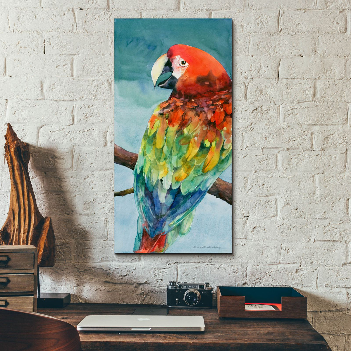 Parrot by Annelein Beukenkamp - 12x24 acrylic wall art in a room