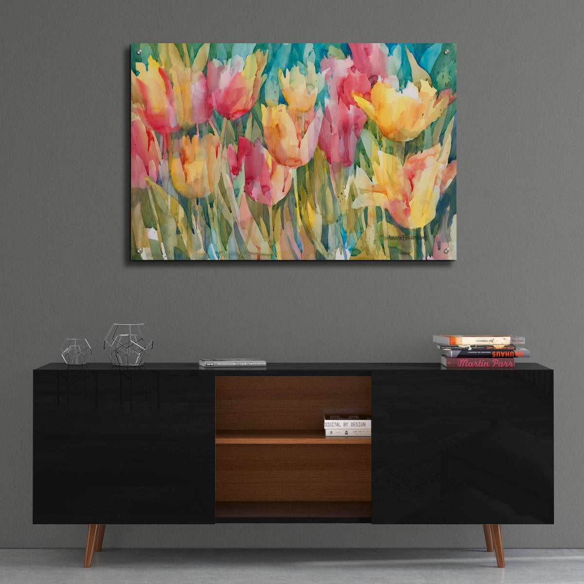Pastel Tulips by Annelein Beukenkamp - 36x24 acrylic wall art in a room