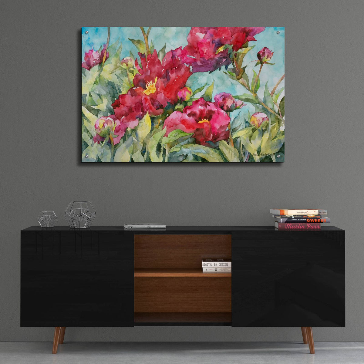 Peony Paradise by Annelein Beukenkamp - 36x24 acrylic wall art in a room