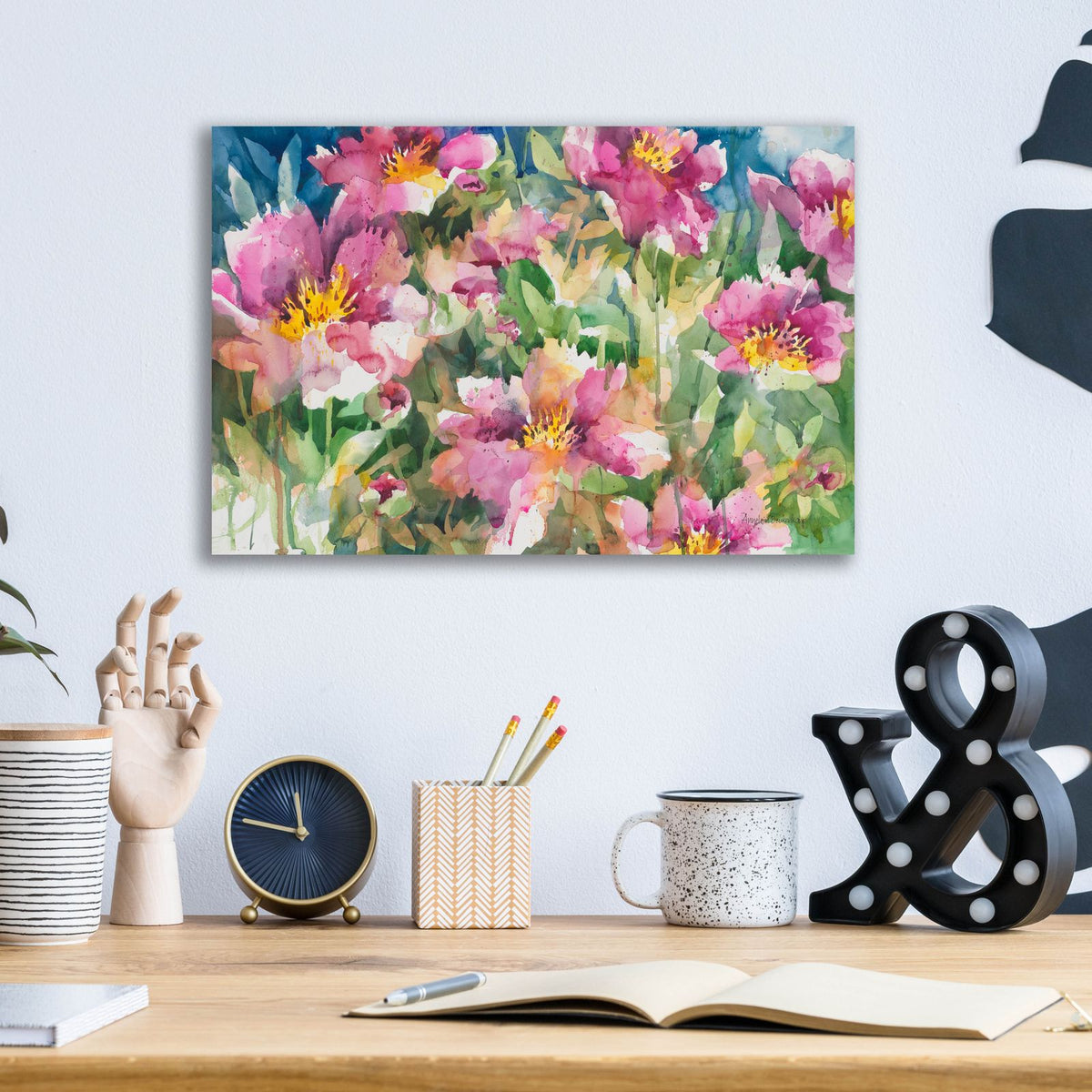 Peony Personalities by Annelein Beukenkamp - 16x12 acrylic wall art in a room