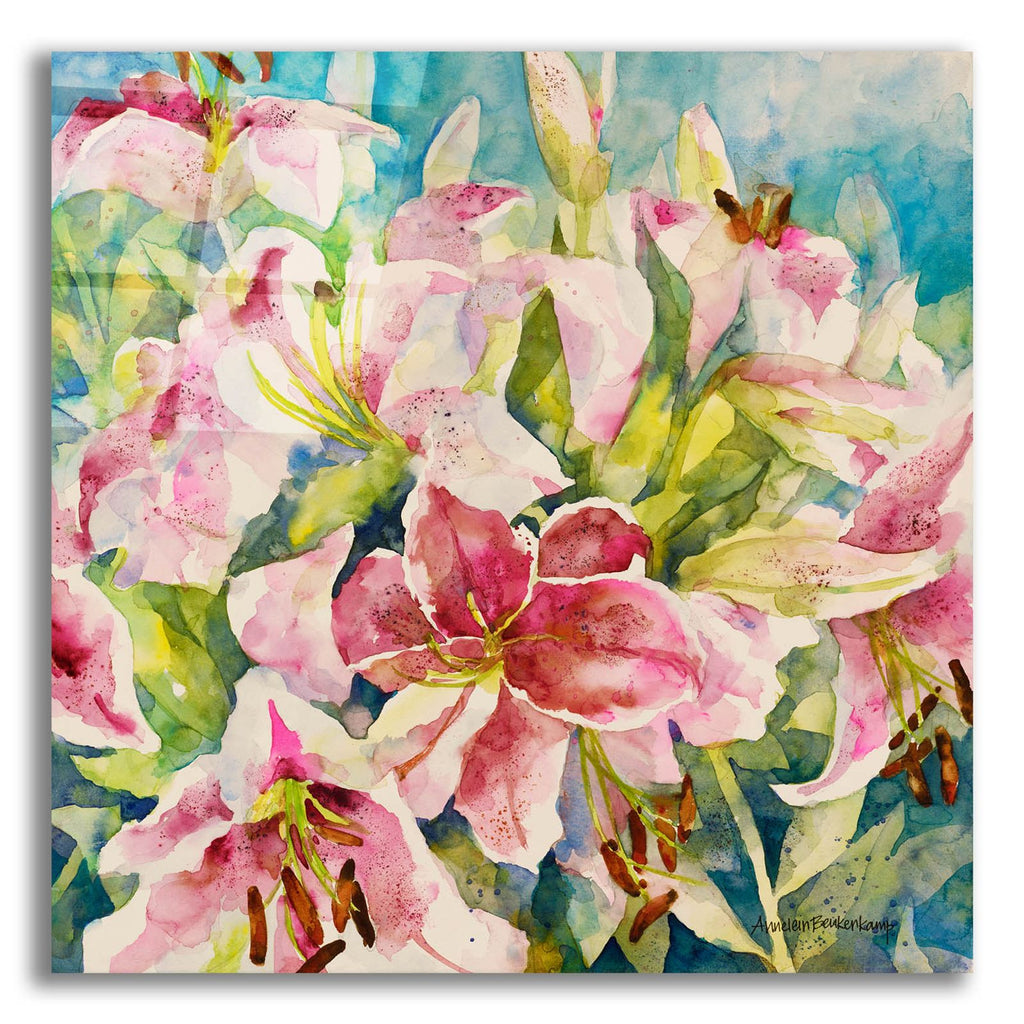 Pink Lilies by Annelein Beukenkamp acrylic glass wall art