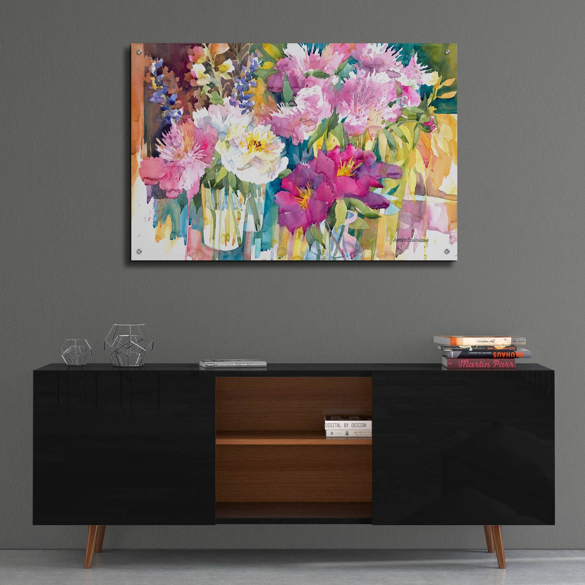 Plethora Of Peonies by Annelein Beukenkamp - 36x24 acrylic wall art in a room