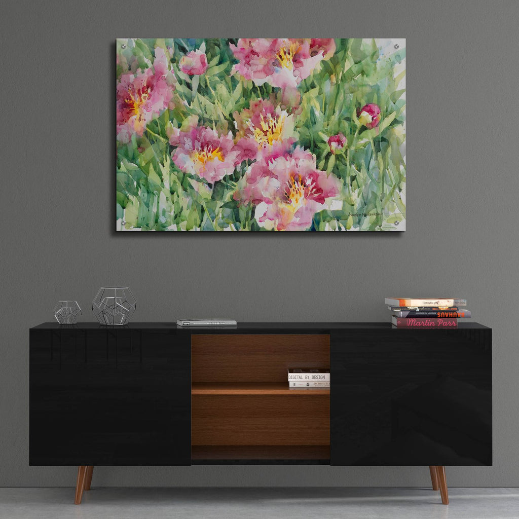 Posing In Pastel Pink by Annelein Beukenkamp - 36x24 acrylic wall art in a room
