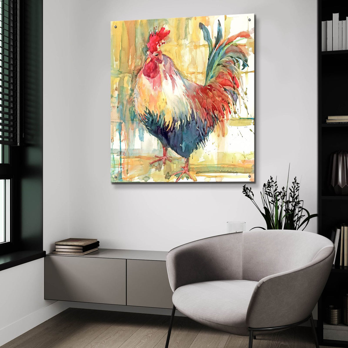 Proud Plummage by Annelein Beukenkamp - 36x36 acrylic wall art in a room