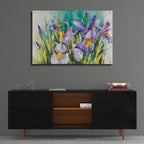 Purple Irises by Annelein Beukenkamp - 36x24 acrylic wall art in a room