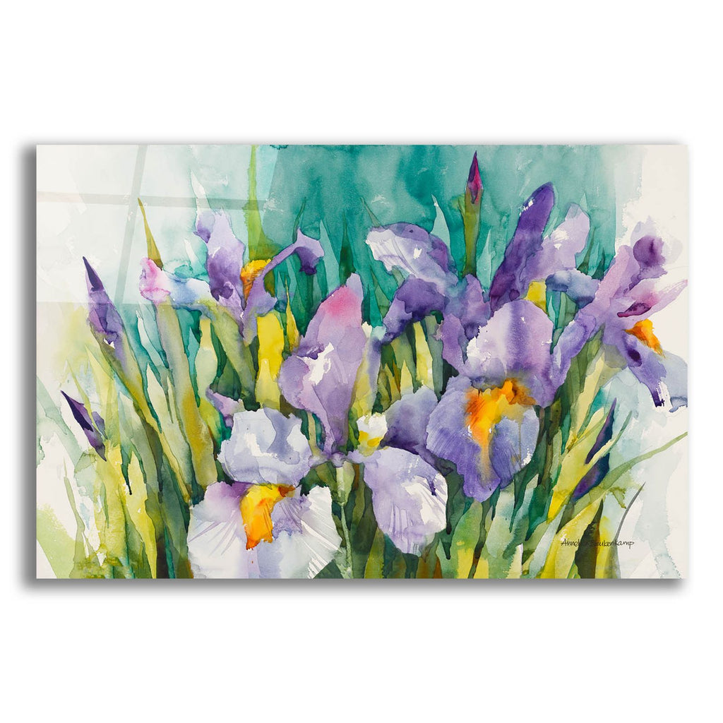 Purple Irises by Annelein Beukenkamp acrylic glass wall art