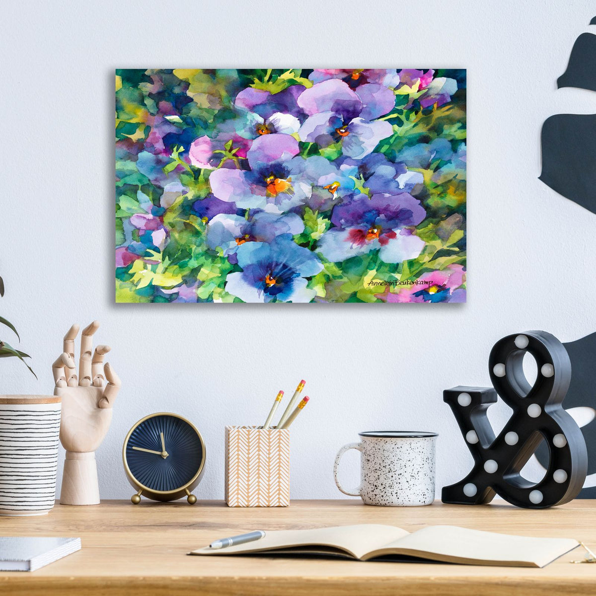 Purple Posers by Annelein Beukenkamp - 16x12 acrylic wall art in a room