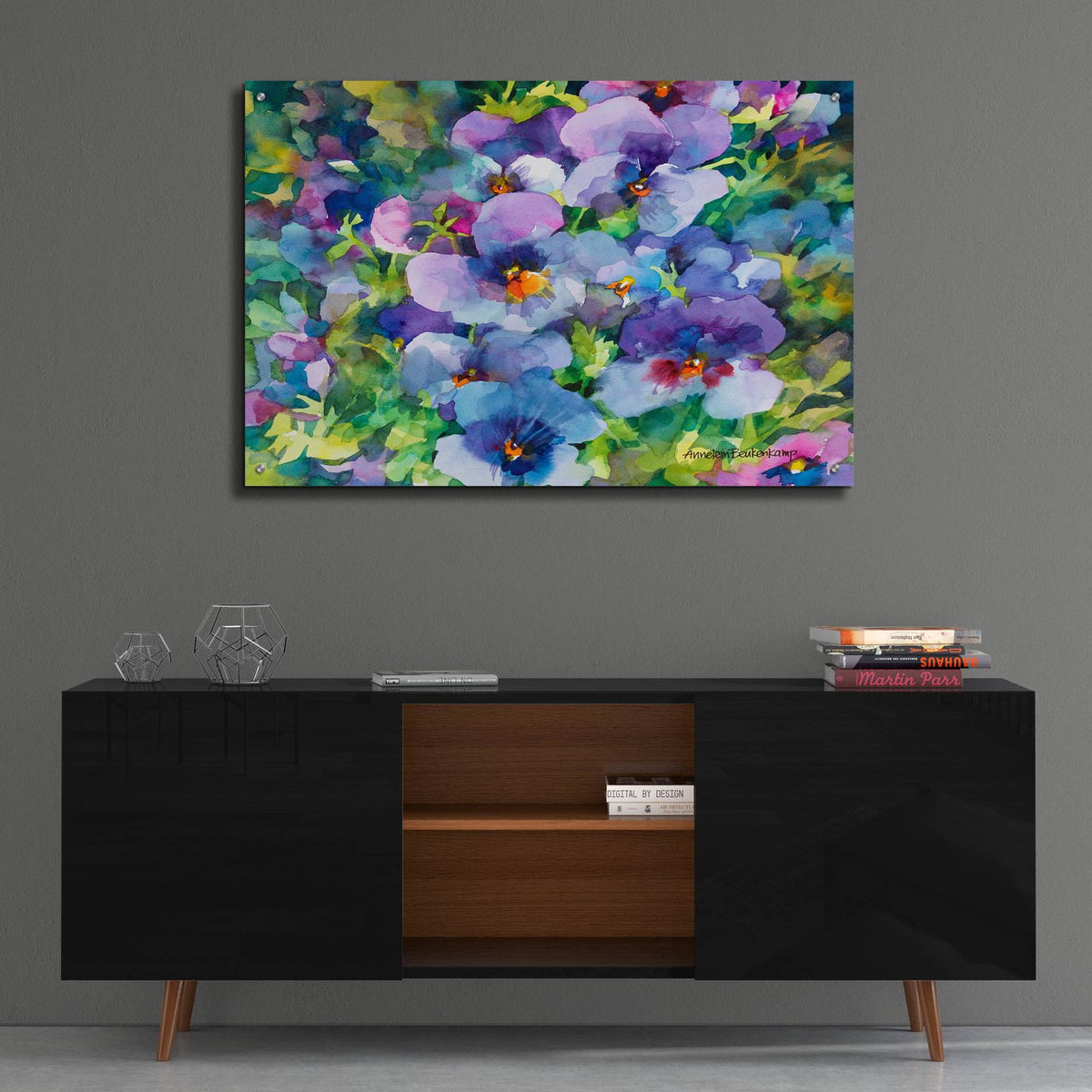 Purple Posers by Annelein Beukenkamp - 36x24 acrylic wall art in a room