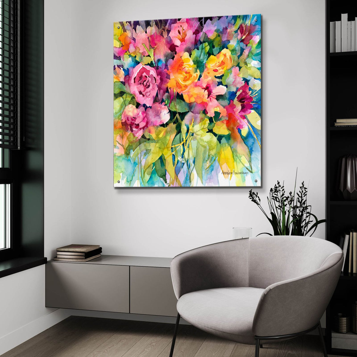 Ramblin' Roses by Annelein Beukenkamp - 36x36 acrylic wall art in a room