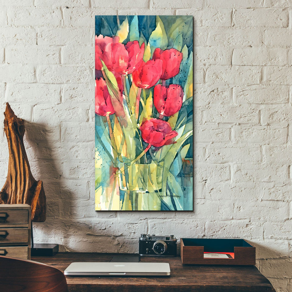 Red Hot Tulips by Annelein Beukenkamp - 12x24 acrylic wall art in a room