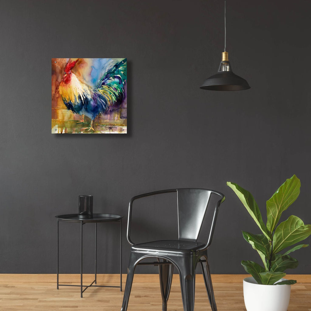 Renegade Rooster by Annelein Beukenkamp - 24x24 acrylic wall art in a room