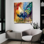 Renegade Rooster by Annelein Beukenkamp - 36x36 acrylic wall art in a room