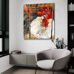 Rooster 2 by Annelein Beukenkamp - 36x36 acrylic wall art in a room