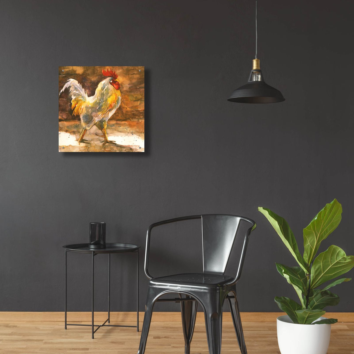 Rooster Barn by Annelein Beukenkamp - 24x24 acrylic wall art in a room